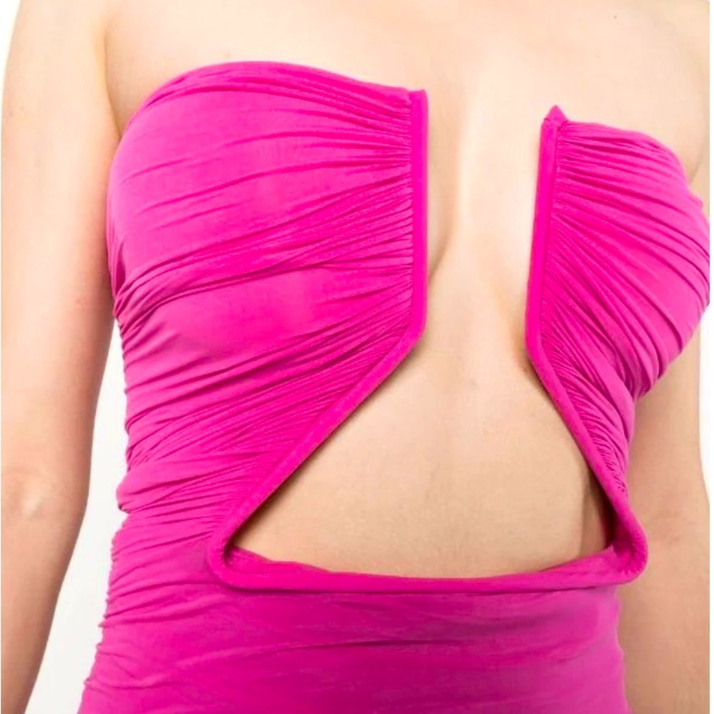 Rick Owens prong jersey strapless top pink